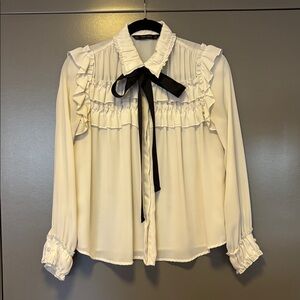Zara Victorian ruffle blouse with black bow